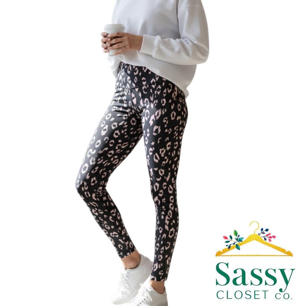 ✨ STRUT THIS Pink Leopard High Rise Leggings XL EUC Barbiecore 🐆